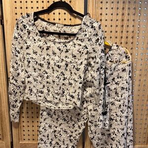 Free People Black and White Floral Pajama Set